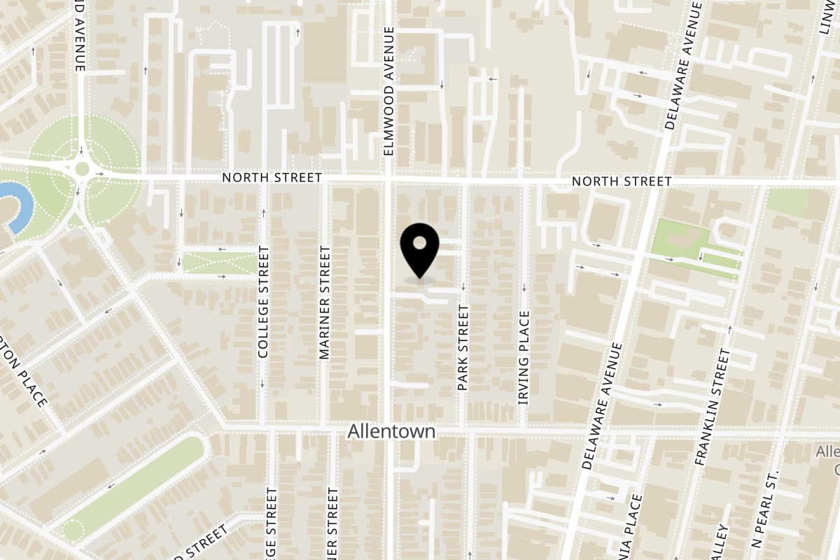 Map showing the location of Teton Kitchen (Elmwood/Allentown) on 153 Elmwood Ave in Buffalo